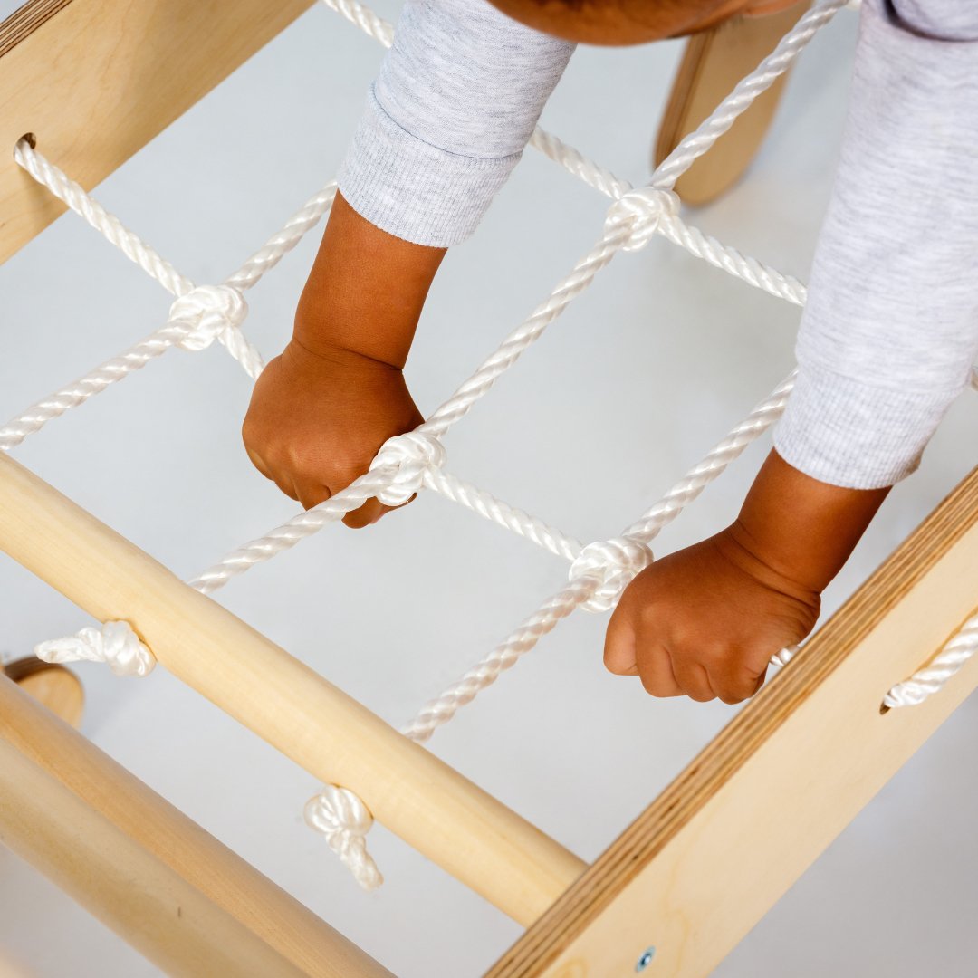 5 In 1 Montessori Climbing Frame Set: Triangle Ladder + Arch/Rocker + Reversible Slide/Ramp + Netting rope + Cushion