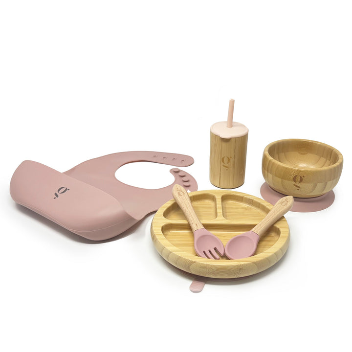 Baby Silicone/Bamboo Dinnerware With Suction - Set of 6 Pieces