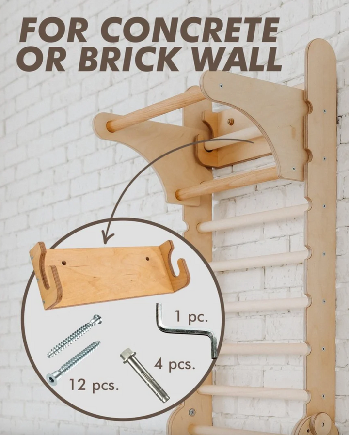 3 in 1 Climbing Set: Adjustable Pikler Triangle + Swedish Ladder Wall Attachments + Reversible Ramp + Swing Set