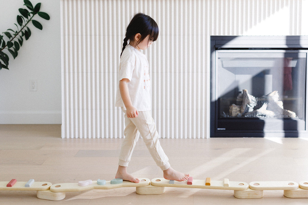 Step N' Balance Children's Wooden Balance Beam & Build Set