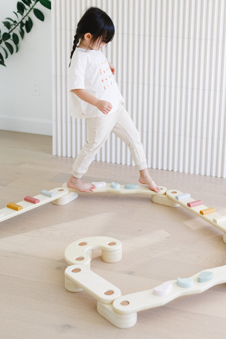 Step N' Balance Children's Wooden Balance Beam & Build Set