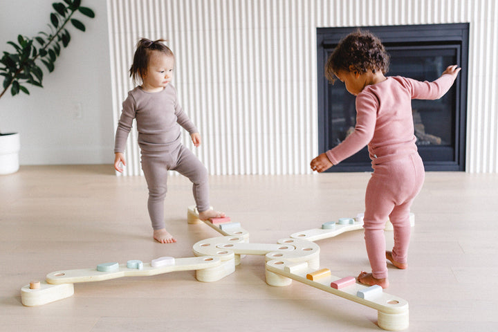 Step N' Balance Children's Wooden Balance Beam & Build Set