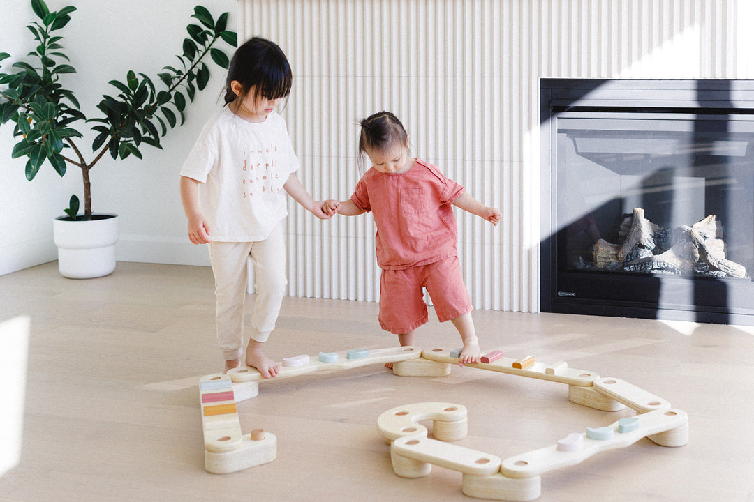 Step N' Balance Children's Wooden Balance Beam & Build Set